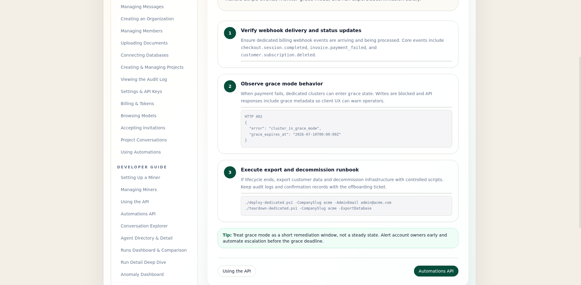 Stripe webhook timeline with dedicated subscription events