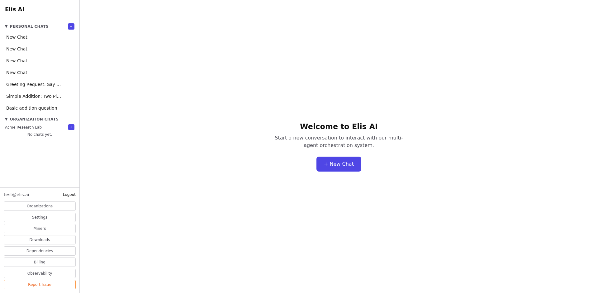 Chat interface after login