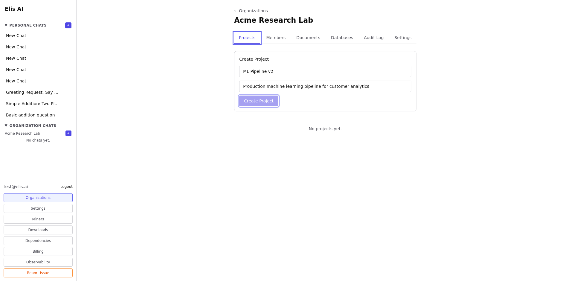 New project form